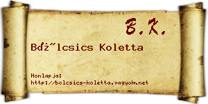 Bölcsics Koletta névjegykártya